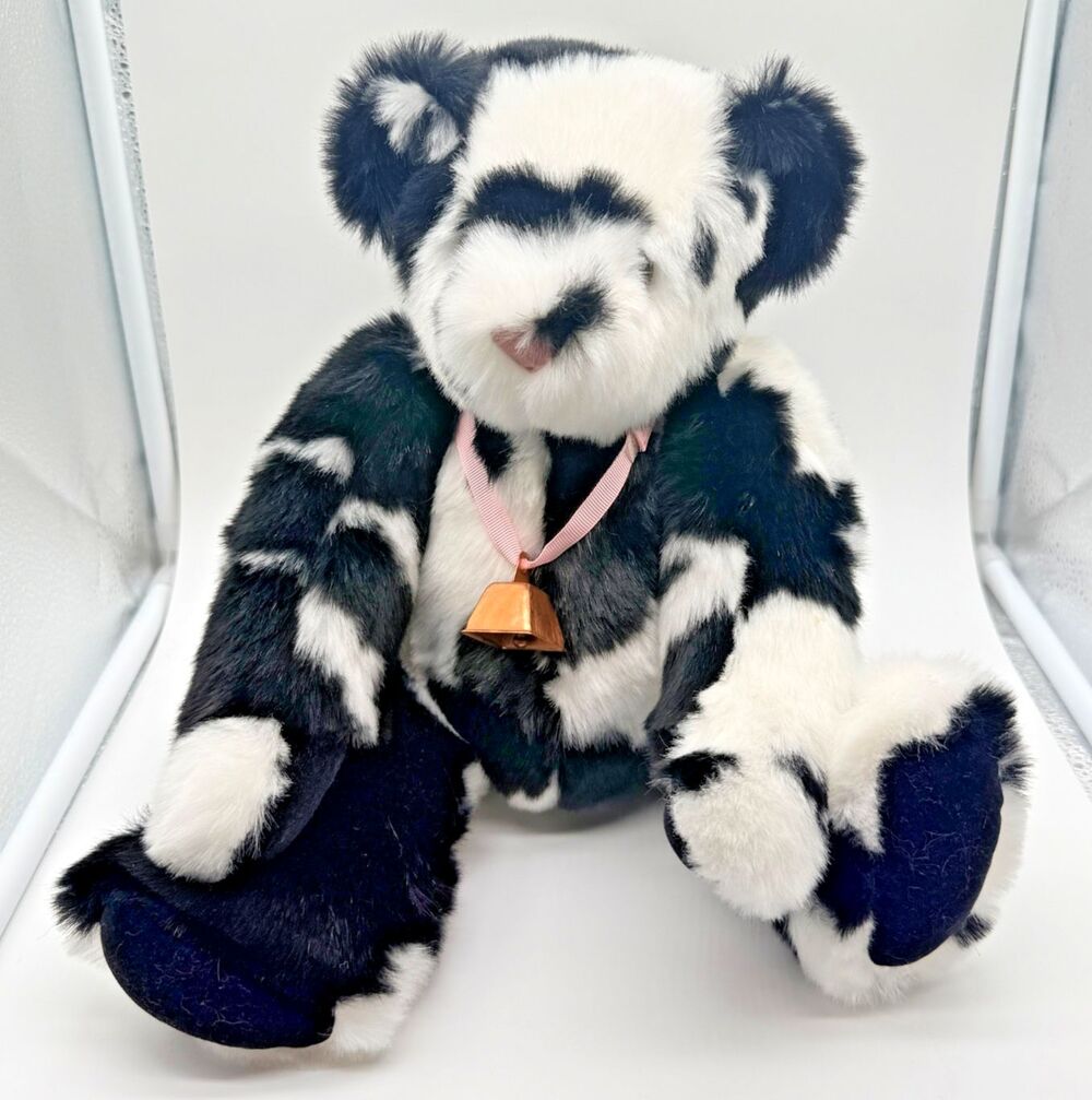 15" Black & White Holstein Teddy Bear by The Vermont Teddy Bear Company Xmas